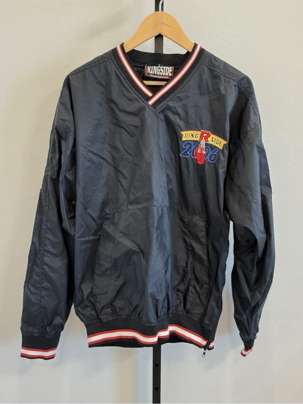 Vintage Ringside Men's Black Pullover Windbreaker Boxing Police Hoses Blokecore
